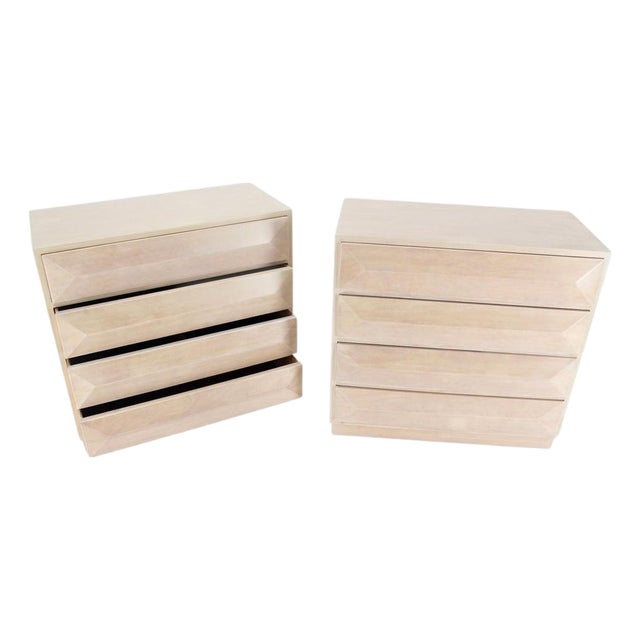 Pair Solid Mahogany Raised Front Mid Century Modern Bleached Bachelor Chest MINT For Sale