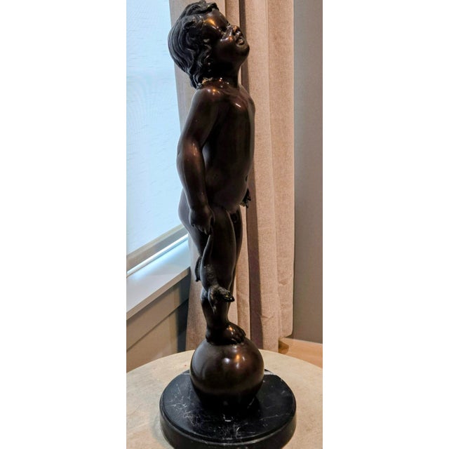 Metal Vintage “Frog Baby” Bronze Sculpture Reproduction on Black Marble Base – Styled After Edith Barretto Parsons For Sale - Image 7 of 13