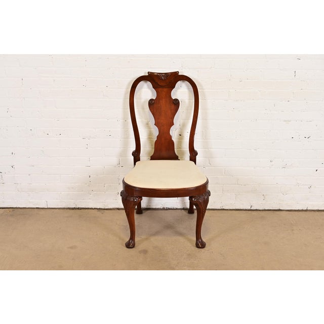 Queen Anne Baker Furniture Georgian Carved Mahogany Side Chair or Dining Chair For Sale - Image 3 of 13