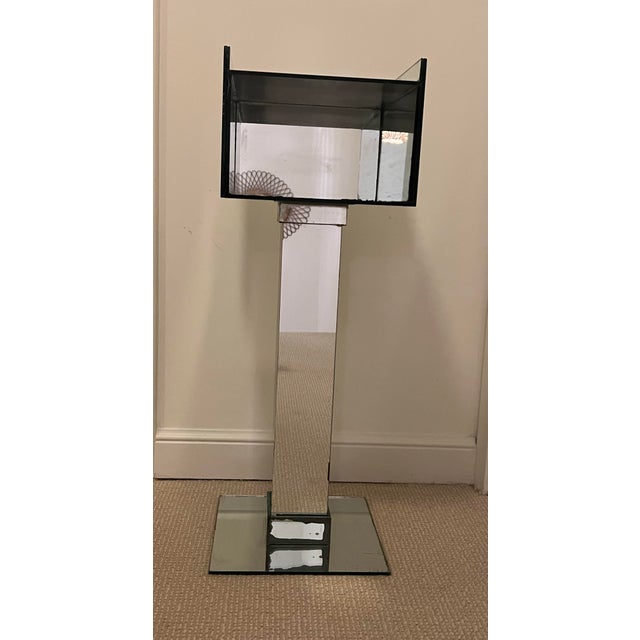 Silver French Art Deco Mirrored Pedestal Side Table For Sale - Image 8 of 8