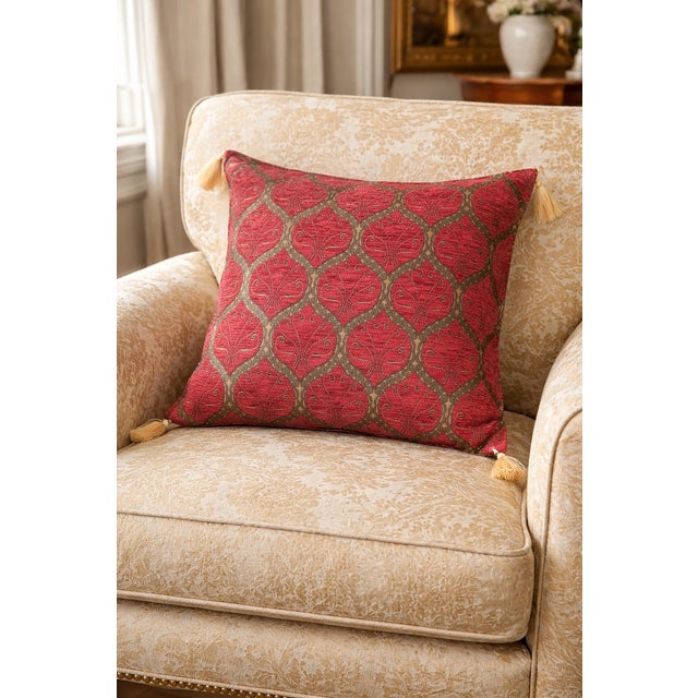 The colors of this Turkish pillow cover are sumptious: deep blue with gold accents in an arabesque design. Does not...