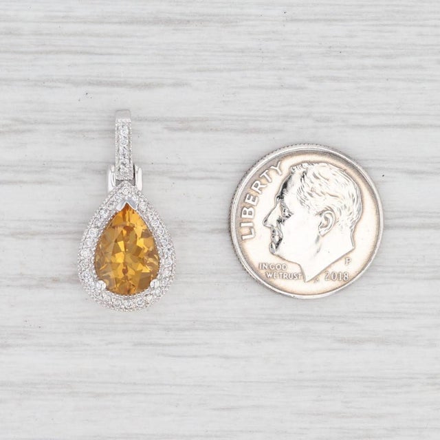 2.02ctw Citrine Diamond Halo Teardrop Pendant 14k Gold November Birthstone For Sale - Image 4 of 4