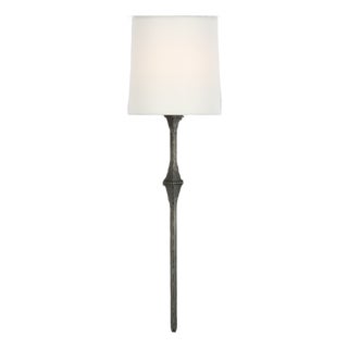 Studio VC for Visual Comfort Signature Dauphine Sconce in Aged Iron with Linen Shade For Sale