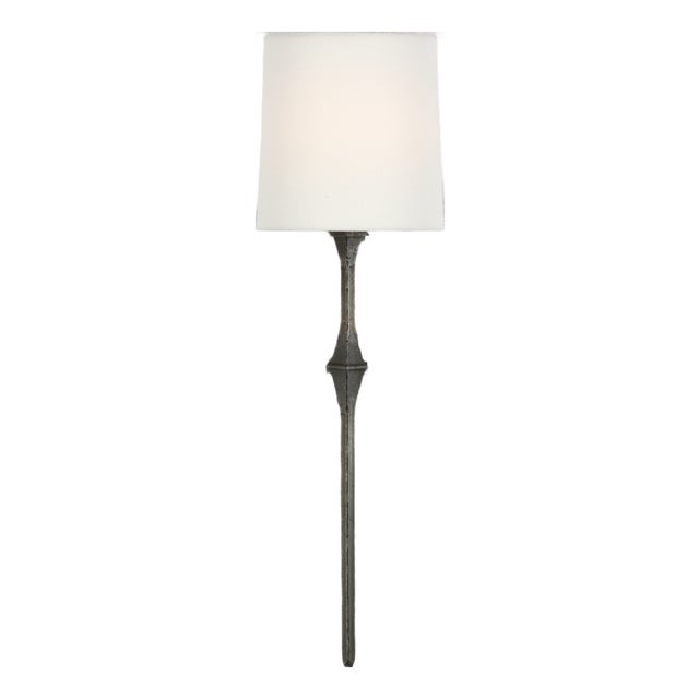 Studio VC for Visual Comfort Signature Dauphine Sconce in Aged Iron with Linen Shade For Sale