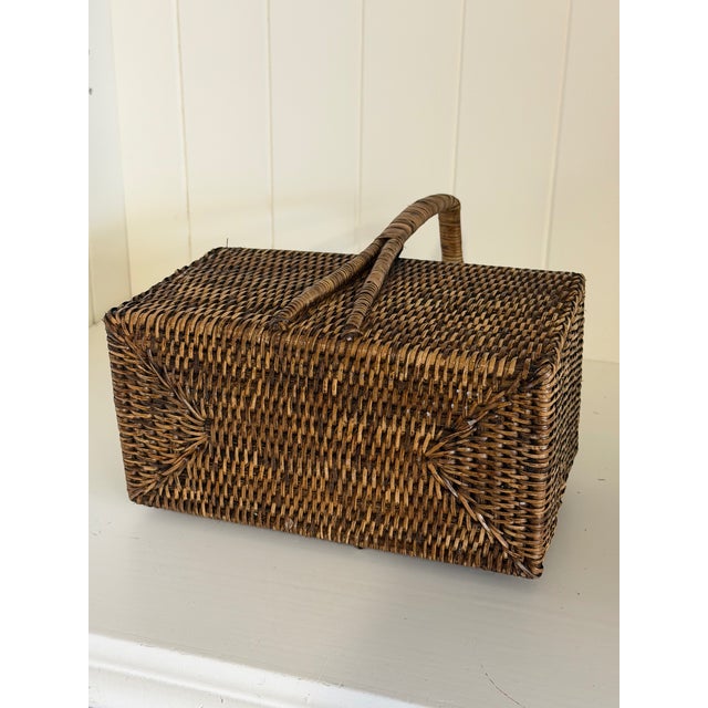 Vintage Rattan Wine Carrying Basket For Sale - Image 10 of 11