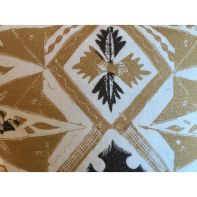 2020s China Seas Biron Batik Camel Brown on Linen Geometric Patterned Pillow Cover For Sale - Image 5 of 7