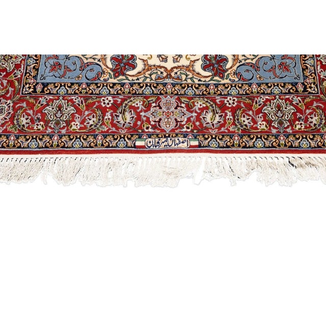 Textile Extremely Fine Persian Isfahan Wool & Silk Rug 3'8'' X 5'3'' For Sale - Image 7 of 12