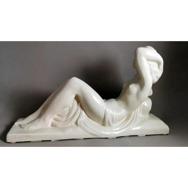 Ceramic French Art Deco Ceramic Statue by Charles Lemanceau for Saint Clement, 1925 For Sale - Image 7 of 13