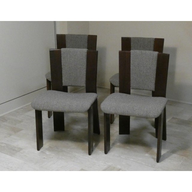 1980s Chairs in Wood and Tweed by Acerbis International, Italy 1980s, Set of 4 For Sale - Image 5 of 18