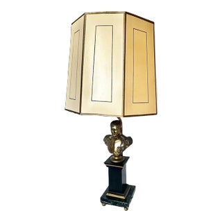 Early 20th Century Napoleon Bust Brass and Marble Table Lamp For Sale