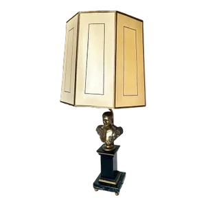 Early 20th Century Napoleon Bust Brass and Marble Table Lamp