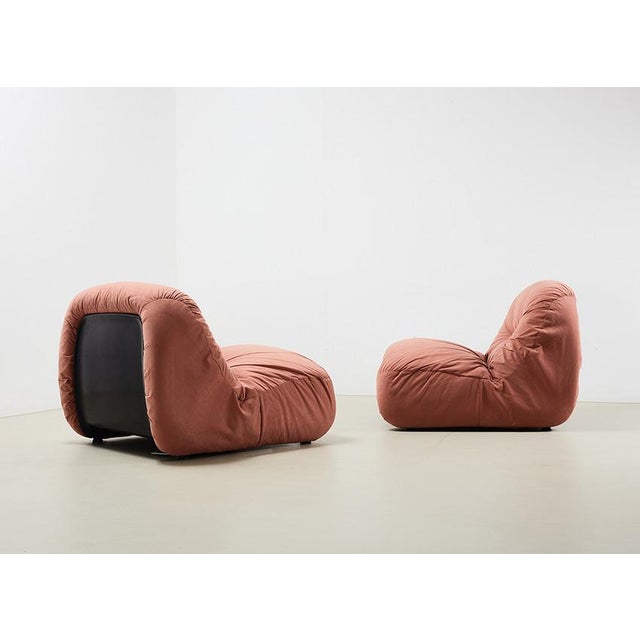 Rare pair of Malu lounge chairs, designed by Diego Mattu in the 1970s for 1P Italy. 1 chair still has the original label,...
