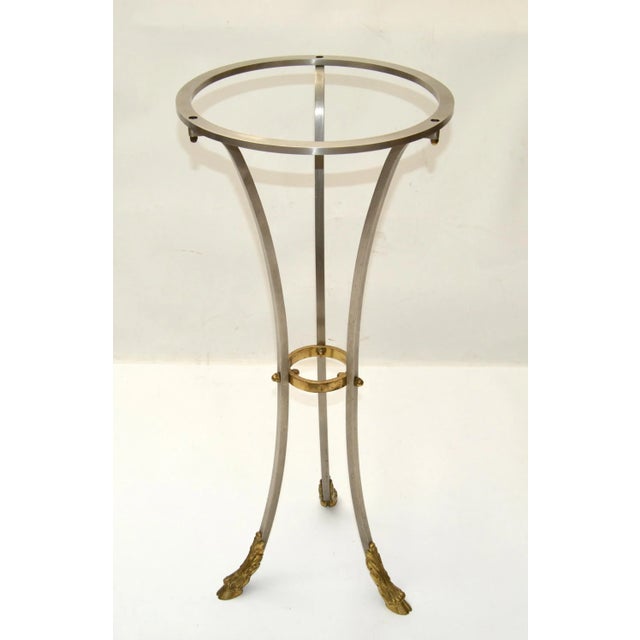 Maison Jansen French Neoclassical Steel & Bronze Hoof Feet Pedestal Drink Table For Sale In Miami - Image 6 of 13