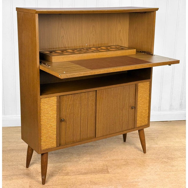 Mid 20th Century Mid 20th Century Modern Walnut Drop Front Dry Bar Cabinet For Sale - Image 5 of 14