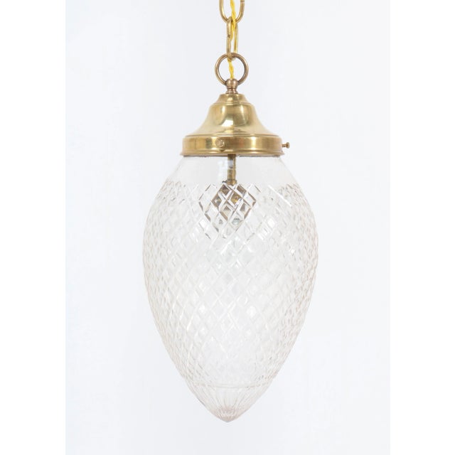 French Art Nouveau Brass Hall Light or Pendant with Beveled Glass, 1915 For Sale - Image 9 of 12