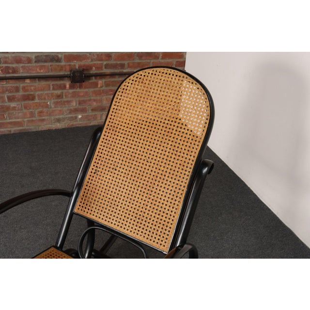 Vintage Thonet Ebonized Bentwood and Rattan Rocking Chair For Sale - Image 9 of 18