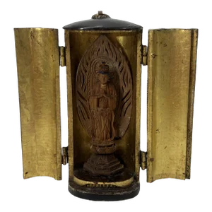 Antique Japanese Meiji Period Lacquer & Giltwood Zushi Shrine, Traveling Alter