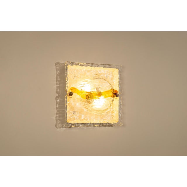 Cristal and Yellow Quilt Wall Lamps by Toni Zuccheri for Venini, Italy, 1970s, Set of 4 For Sale - Image 6 of 18