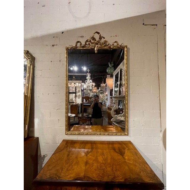 19th C French Louis XVI Giltwood Ribbon Mirror For Sale - Image 9 of 10