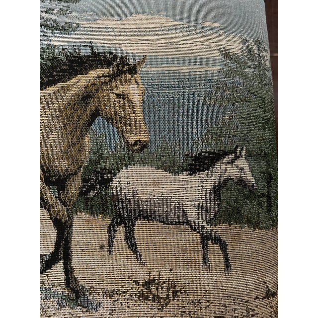 Vintage Signed Tapestry Footstool With Running Horses For Sale - Image 10 of 10