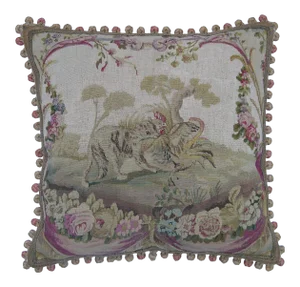 1820 Antique French Tapestry Pillow - 23'' X 22''