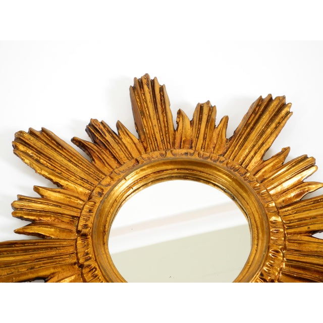 Mid-Century Modern Italian Sunburst Wall Mirror in Wood and Resin, 1950s For Sale - Image 9 of 15