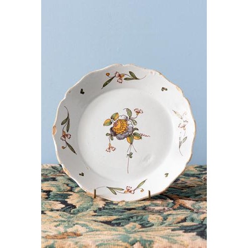 Manganese Floral Faience Plate from La Rochelle, 18th Century For Sale - Image 6 of 6