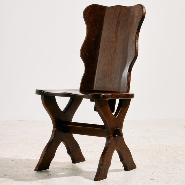 Brutalist Oak Dining Table and Chairs, 1970s, Set of 7 For Sale - Image 12 of 18