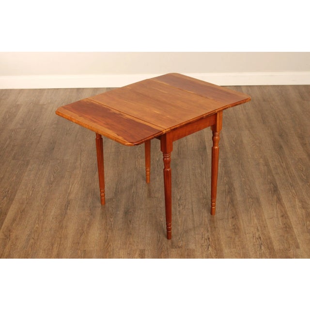 Traditional Sheraton Style Handcrafted Cherry Drop Leaf Pembroke Table By G. Poos For Sale - Image 3 of 12