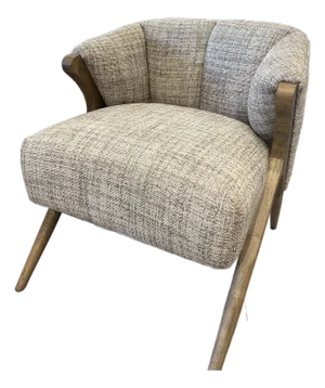 Custom Oak and Upholstered Lounge Chair in Pink Tweed