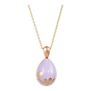 Faberge Egg Pendant Necklace 18 Karat Rose Gold Lilac Purple Fine Jewellery Chain