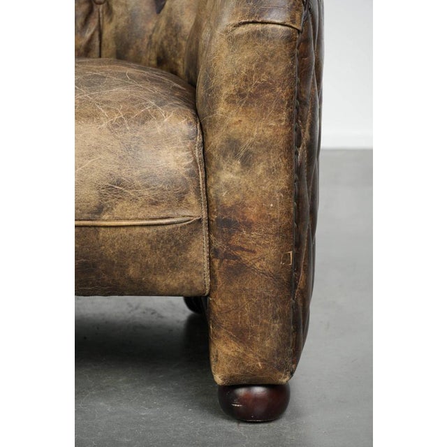 Cowhide Chesterfield Club Armchair For Sale - Image 13 of 15