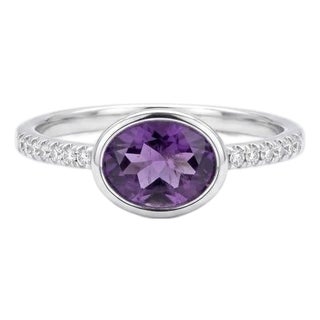 Natural Amethyst Cubic Zirconia 925 Silver Ring, Wedding Engagement Ring for Woman Us 7 For Sale