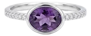 Natural Amethyst Cubic Zirconia 925 Silver Ring, Wedding Engagement Ring for Woman Us 7