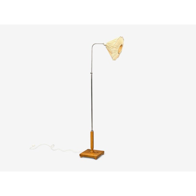 1930s Swedish Modern, Floor Lamp, Light Wood, Metal For Sale - Image 4 of 15