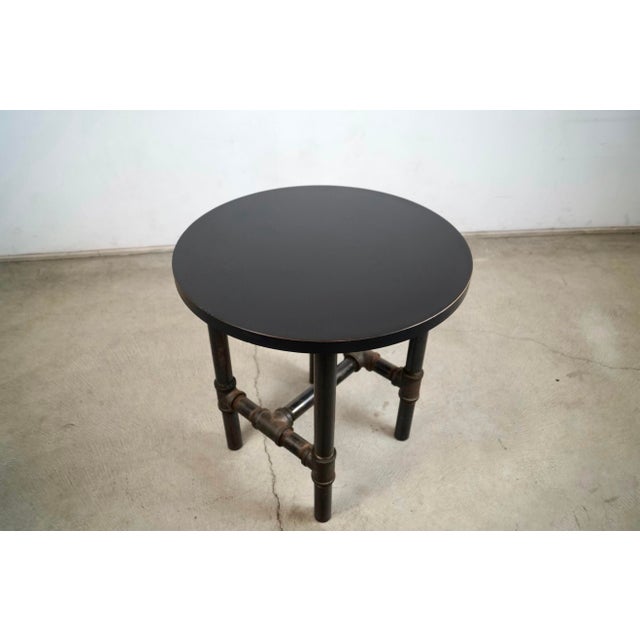 Industrial Steampunk Metal Pipe Round Side Table For Sale - Image 12 of 12