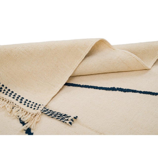 Ivory Premium Handwoven Moroccan Wool Rug | 9'7" X 6'6" | One of a Kind For Sale - Image 8 of 10