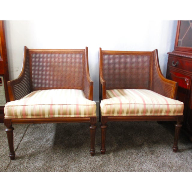 1940s Hollywood Regency Cane Back Bergere Chairs- a Pair For Sale - Image 4 of 8