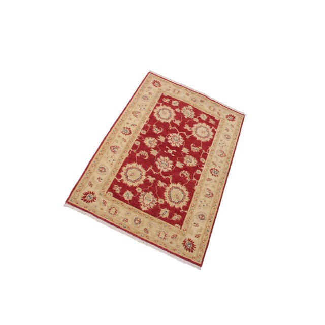 1990s Bohemien Ziegler Red Ivory Hand-Knotted Wool Rug - 3'0'' X 4'8'' For Sale - Image 5 of 8