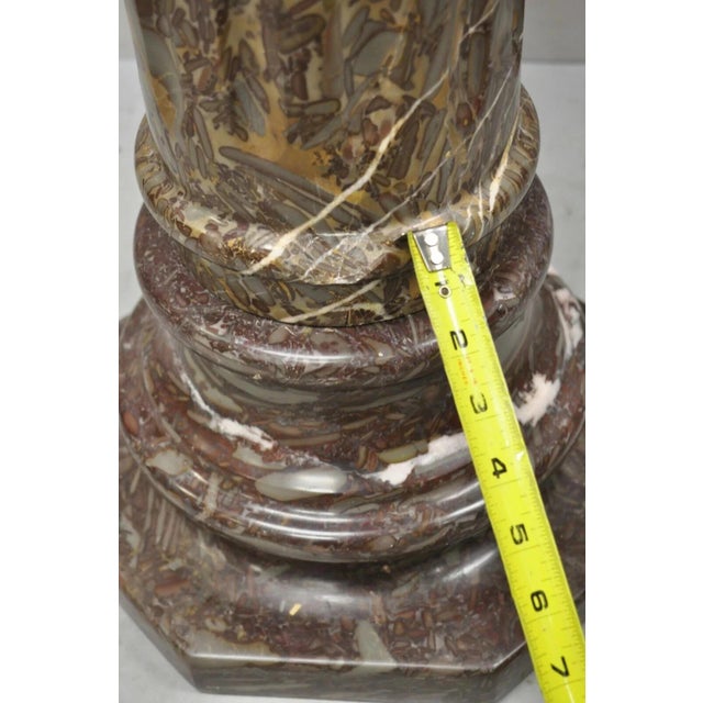 Vintage Italian Empire Style Purple Brown Marble Column Pedestal Plant Stand For Sale - Image 9 of 12