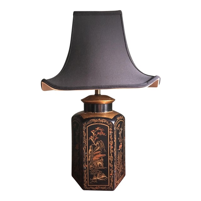 Silk Shade Pagoda Lamp | Chairish