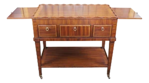 Alfonso Marina Georgian Style Inlaid Wood Buffet Dry Bar Cart Serving Table