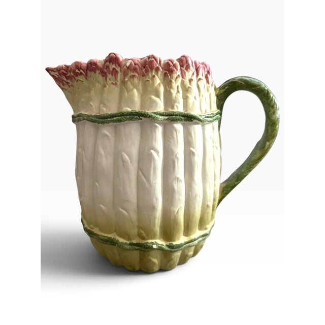 Italian Vintage Italian Hand-Painted Asparagus Majolica Pitcher or Carafe For Sale - Image 3 of 6