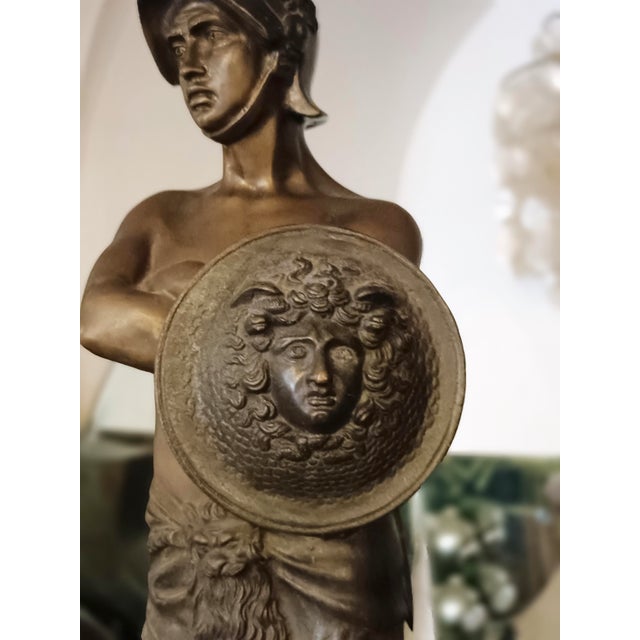 Metal Bronze Perseus Sculpture on a Marble Base, Italy, 1900s For Sale - Image 7 of 9