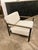 Iron Frame Oak & Linen Arm Chair For Sale - Image 9 of 9