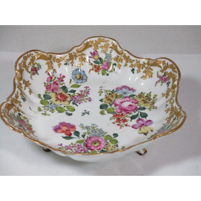 Antique French Porcelain Footed Hand Painted Bowl For Sale - Image 10 of 10