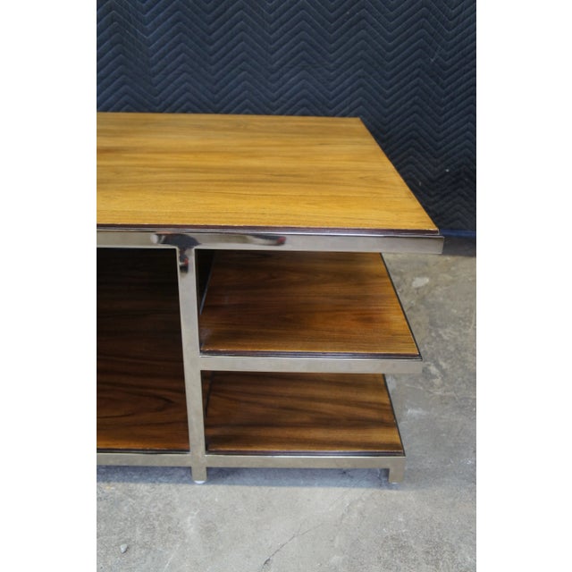 Mid 20th Century Williams Sanoma Tribeca Rosewood & Chrome Modern Tiered Coffee Cocktail Table For Sale - Image 11 of 12