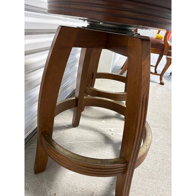 Pair of Bar Stools With Leather Seats, 20th Century For Sale - Image 4 of 6
