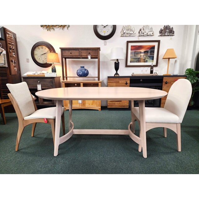 Brighten your dining room with a modern take on a classic table with the Mila Dining Table in solid Rustic White Oak....