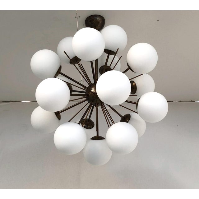 Italian 21st Century Diciotto Bronze Matte White Murano Sputnik Chandelier by Fabio LTD For Sale - Image 3 of 7